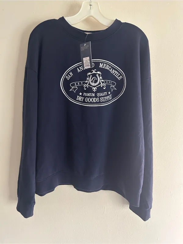 Universal Threads Women’s Western Navy Blue Sweatshirt NWT Large - Image 3