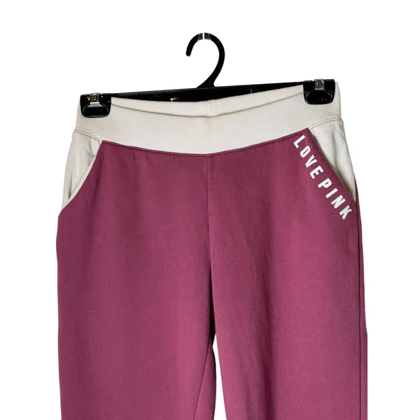 Pink Victoria's Secret Joggers Women XS Pink Logo Sweatpants Athleisure Lounge - Image 6