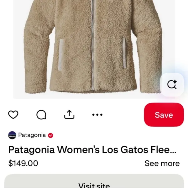 Patagonia Los Gatos Fleece Zip Jacket - Large. Teddy Bear Fleece - Image 4