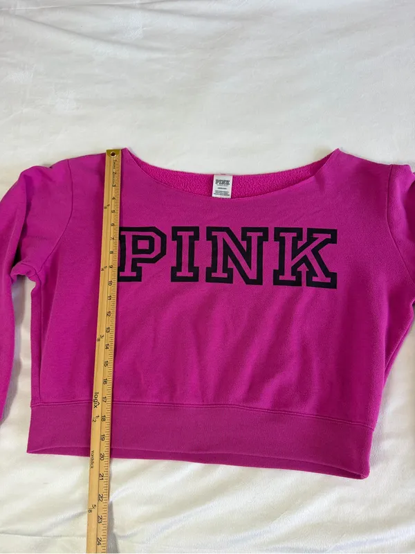 PINK - Victoria's Secret Everyday Lounge Crop Crew Sweater Jacket Top Fuchsia L - Image 5