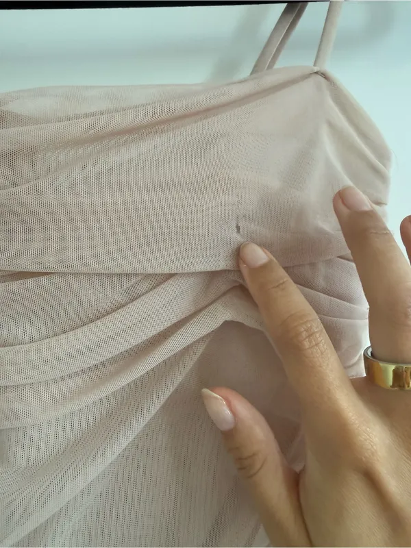 Aritzia Babaton Ruched Mesh Cami Top in Blush Pink - Image 2