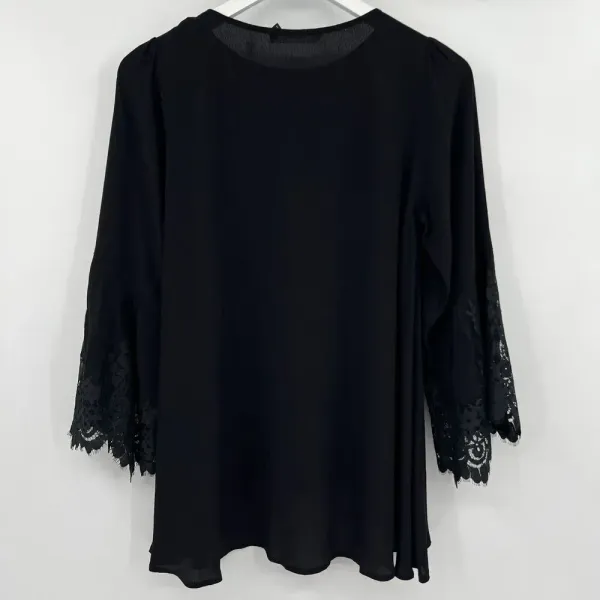 For Love‎ & Lemons Bourbon Black Lace Bell Sleeve Top Blouse Women's Size XS - Image 5