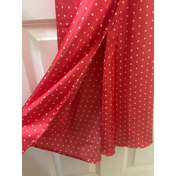 Japna Slip Dress Sz M Babydoll Red Pink Polka Dot Valentines Coquette 90s Style - Image 3