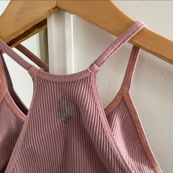 Free People Movement Pink Halter Neck Ribbed Crop Top - Image 2