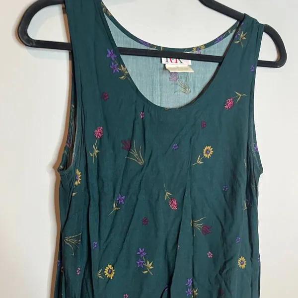 Y2K 1990's green floral tie back maxi dress - Image 2