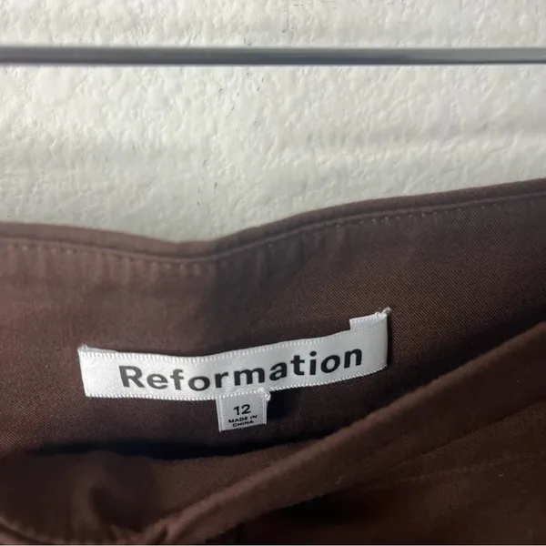 Reformation Brown Rox Button Front Wide Leg Trouser Pants Womens Size 12‎ - Image 8