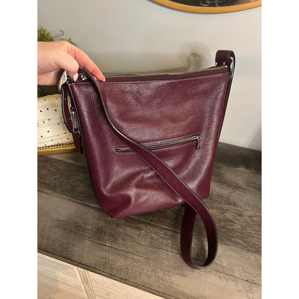 Coach Val Duffle Bag Berry Purple Pebbled Leather Crossbody C2818 - Image 3