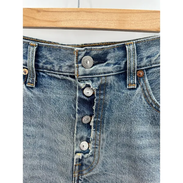 Levi’s 501 Jump Start Shorts Women 28 Blue Button Fly Raw Fray Hem Y2K Festival‎ - Image 5