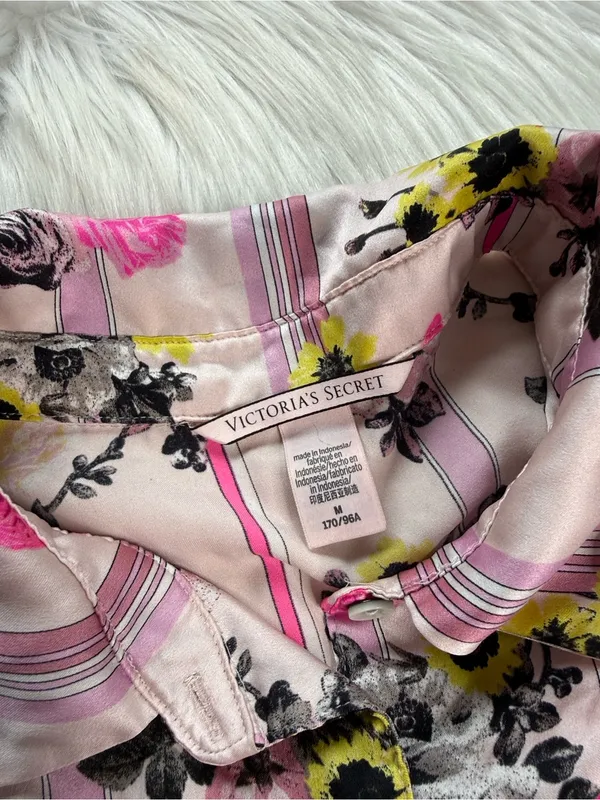 Victoria’s Secret Pink Floral Satin Long Pants PJ Lounge Set - Image 4