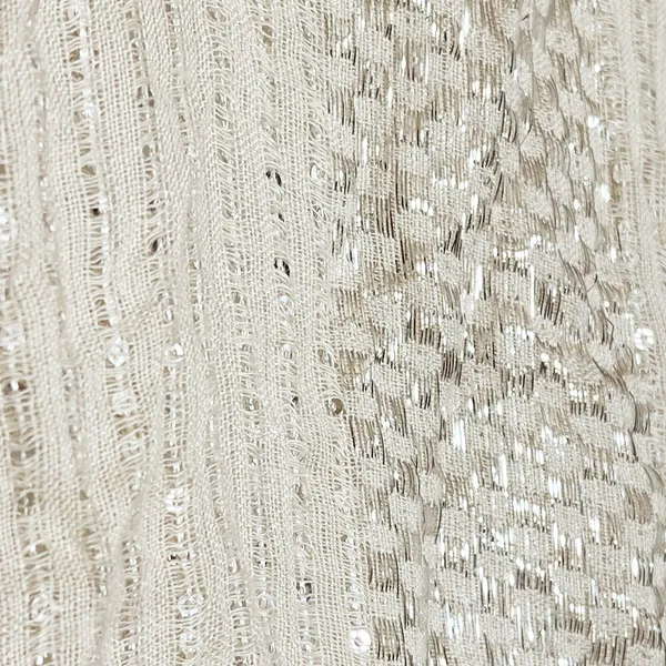 Cejon Silver Sequin Metallic Striped Woven Ivory Scarf Shawl Wrap Womens NWOT - Image 3