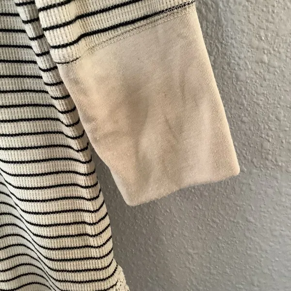 Cream Striped Top‎ 1X Oversized Lagenlook Earthy Neutral Waffle Knit Autumn Fall - Image 6