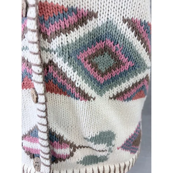 Vintage 90s Southwestern Sweater Vest Geometric M Fall‎ Autumn Cabin Core - Image 9