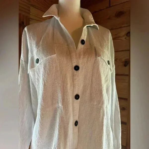 Zara White Oversized textured shacket size XS​ - Image 3