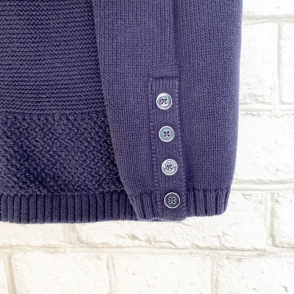 Talbots 100% Cotton Navy Blue Knit Sweater Medium - Image 2