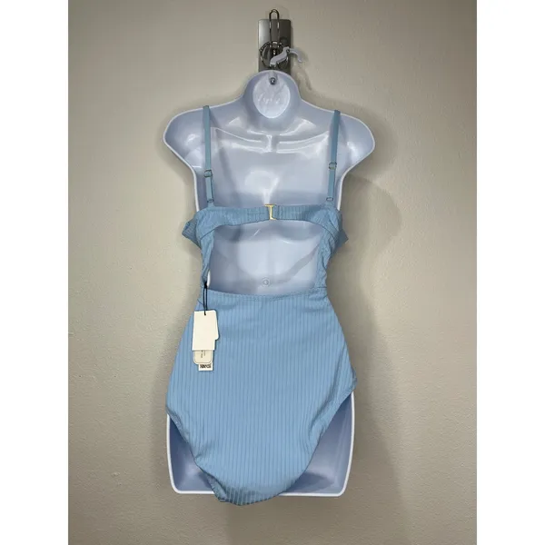 Sanctuary Swim Womens XL Blue Ribbed Cutout One Piece Swimsuit New‎ - Image 4