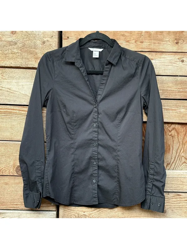 H&M Button-Up Shirt | Black, 8 - Image 2