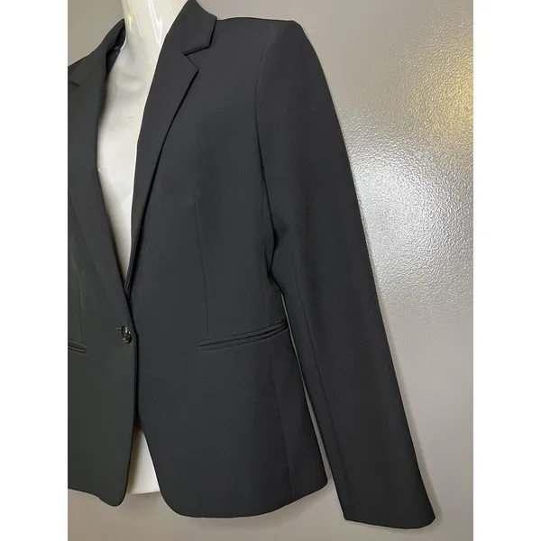 Express Blazer Womens 6 Black One Button Lined Stretch Notch Lapel Suit Jacket - Image 4
