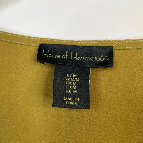 House of Harlow 1960 Mustard Floral Smocked Long Sleeve Flowy Smocked dress M - Image 10