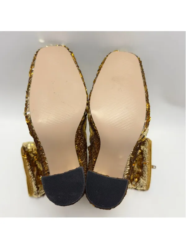 Steve Madden Georgia Gold Sequin Side Zip Ankle Boots Size 6 - Image 6