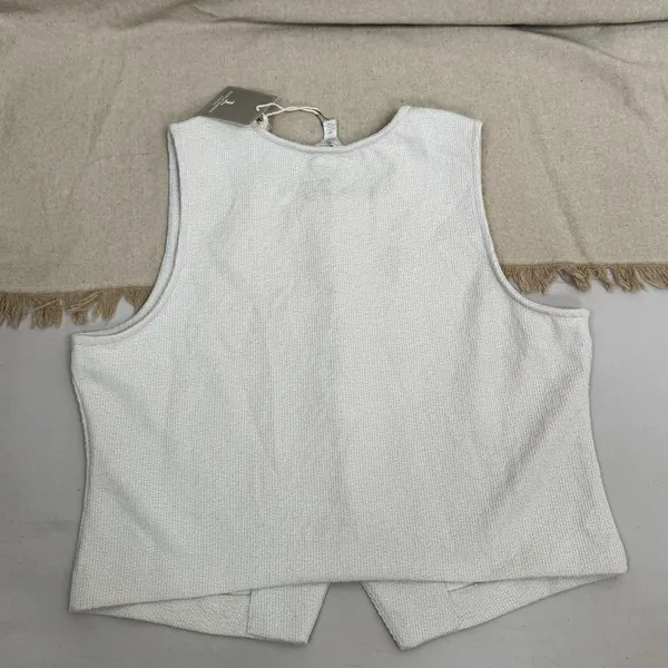 Jules & Leopold Button-Up Vest Women's Ivory Beige Button-Up Vest Size L Casual - Image 3