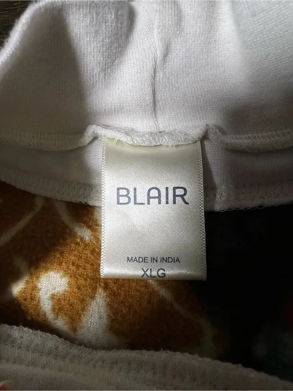 Blair Fleece Autumn Patchwork Print Pullover Sweatshirt White Mockneck Collar XL - Image 8