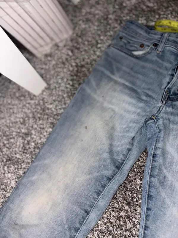 American Eagle Outfitters Slim Straight Light Blue Jeans with Paint Details - Image 5