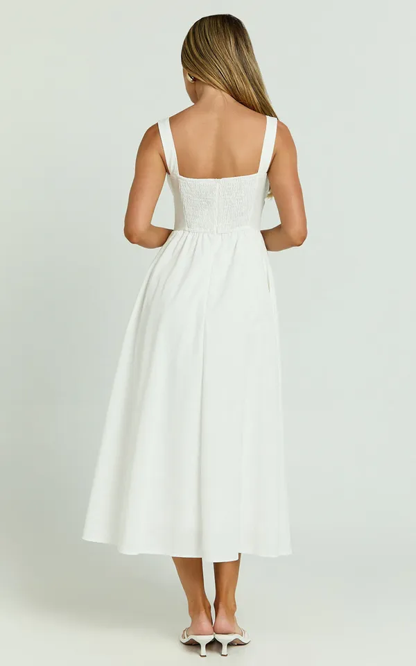 New Showpo Khari Midi Dress Linen Look Square A Line Dress Size 8 MSRP $119 - Image 8
