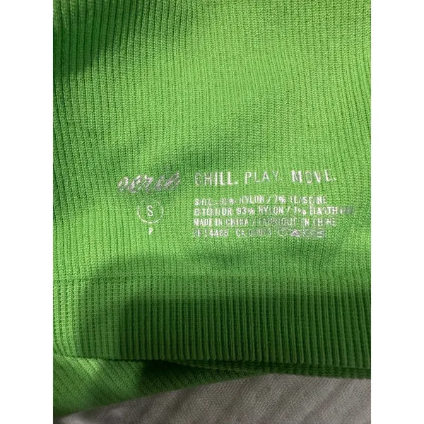 Aerie Chill Play Move Lime Green Ribbed Seamless Cropped Bralette Sports Bra S‎ - Image 4