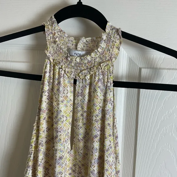 Fate Floral Smocked Halter Mini Dress Woman’s Size Small - Image 4