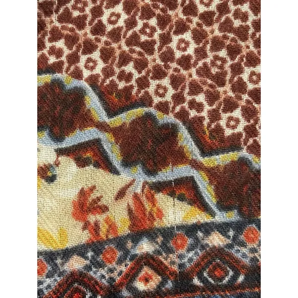Boho Multicolor Floral Geometric Tassel Fringe Shawl Scarf 46x46 - Image 5