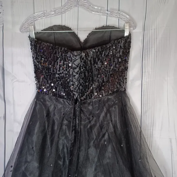 For your special day black strapless sequin mini dress - Image 8