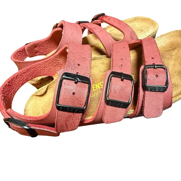 Birkenstock Franca Rose Red Leather Multi-Ankle Strap Sandals Womens 5 36 EU - Image 3