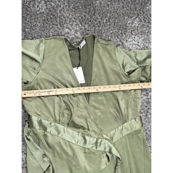 Six Stories Sage Green Satin Wrap Maxi Dress Women UK 22 Flutter Sleeve NWT $199 - Image 14
