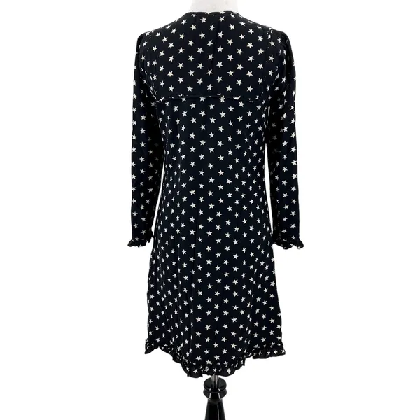J. Crew Collection Black & White Silk Stars Button Scalloped Dress Size 0 - Image 5