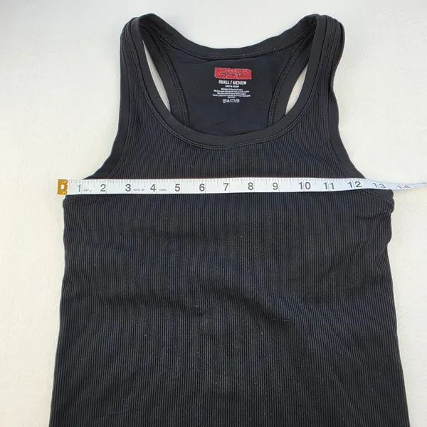 Spanx Women Black Ribbed Racerback Tank Top Small Medium Slim Fit Scoop Neck - Image 5