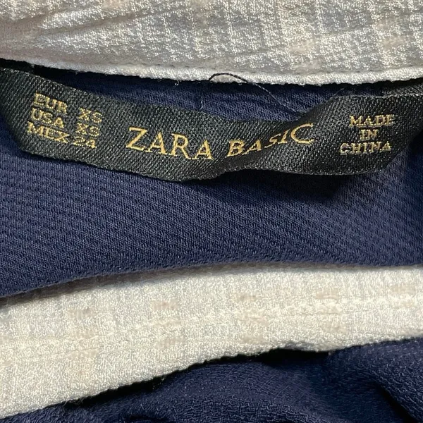 Zara Women's Navy Blue Short Sleeve Collared Polo Zip Shift Mini Dress Size XS - Image 4