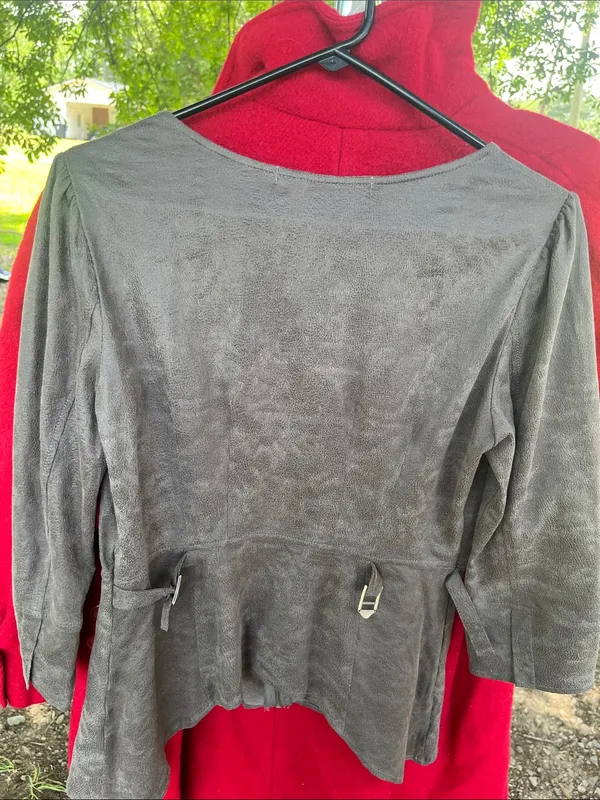 Miilla Clothing Taupe Suede-Look Asymmetrical Zip Jacket - Image 7