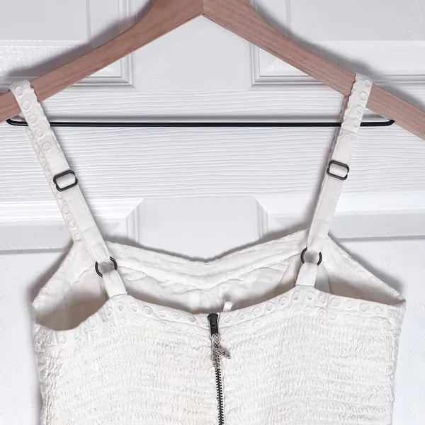 Anthropologie Mermaid White and Tan Lace Romper - Image 5