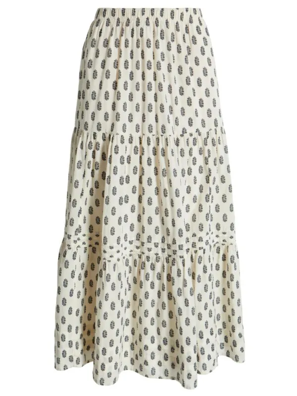 Treasure & Bond Tiered Maxi Skirt NWT Ivory Olive Block Floral XXL - Image 5