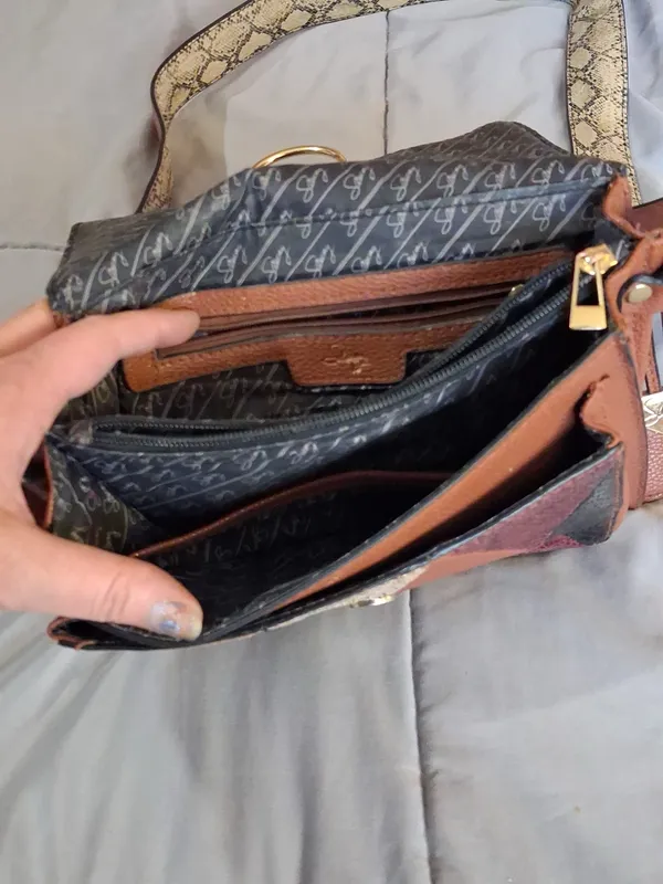 Sammy cross body purse w snakeskin pattern Brown - Image 2