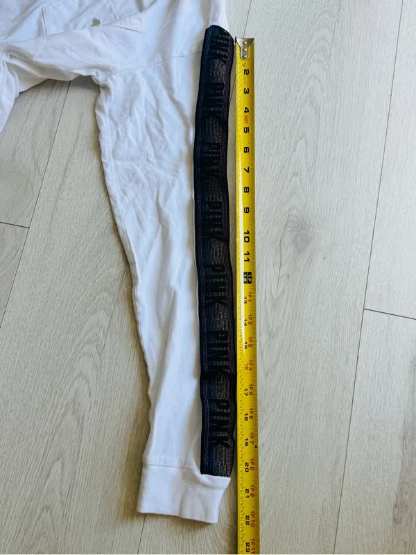 PINK Victoria's Secret White Pocket Tee with Black/Rainbow Sleeve Stripe - Image 10