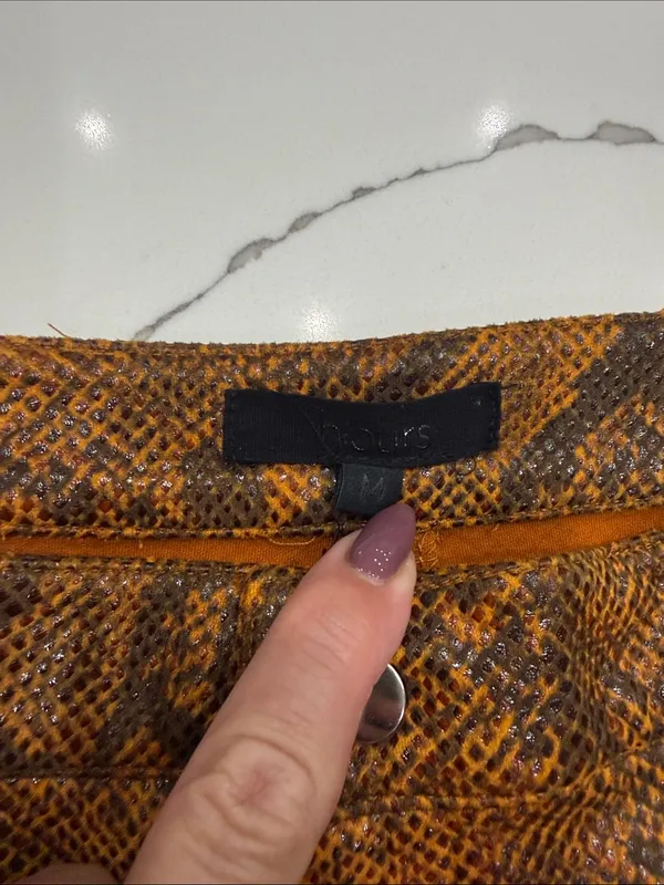 Hours Vegan Leather High-Rise Brown Snake-Print Wide-Leg Jeans - Image 2