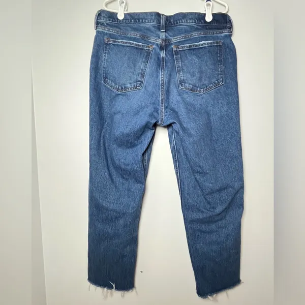 Abercrombie & Fitch Blue The '90s Straight Mid Rise Jeans Size 32/14S Curve Love - Image 7