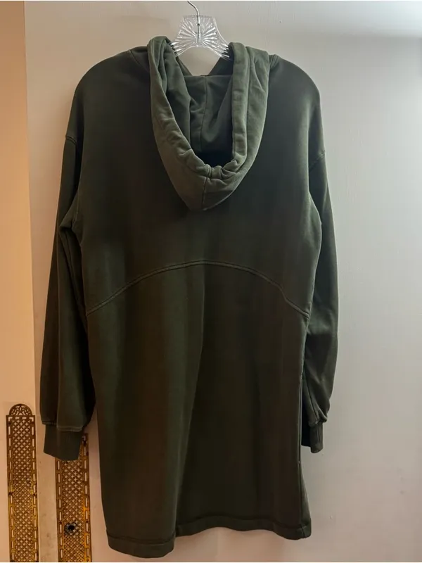 7 for all mankind women’s Olive Green Hoodie sweatshirt Dress size XS Side Slit - Image 8