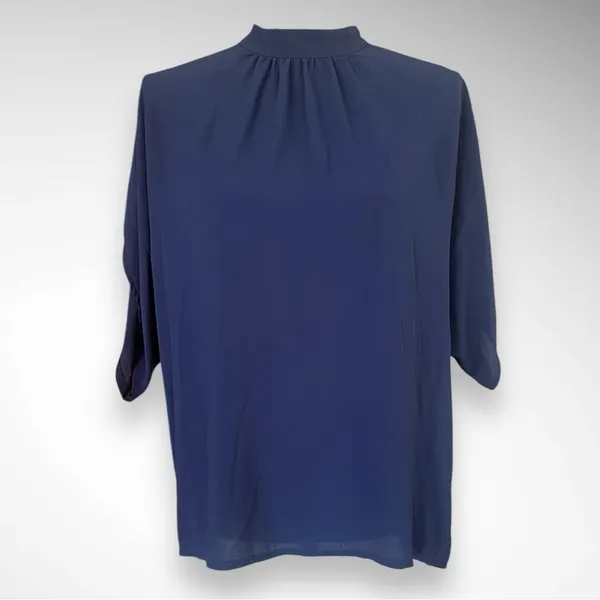 EMERY ROSE Women's Navy Tie Back Batwing Sleeve High-Low Hem Top Large | EUC - Image 3