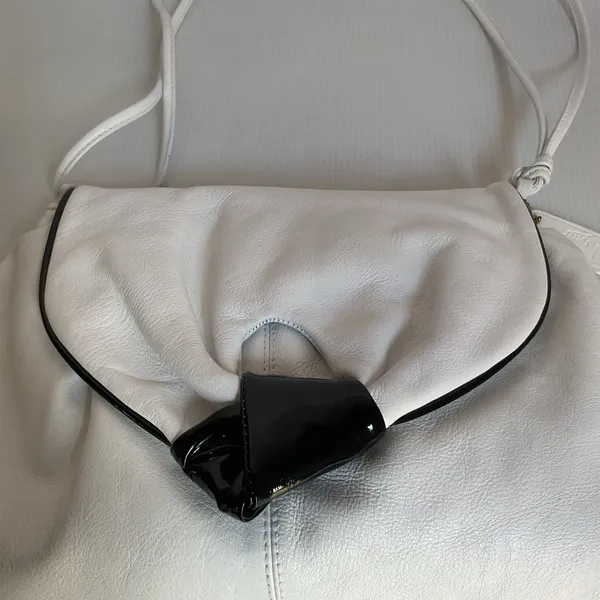 Vintage Aspects White Faux Leather Shoulder Bag Ruched Flap Y2K 90s Style - Image 11