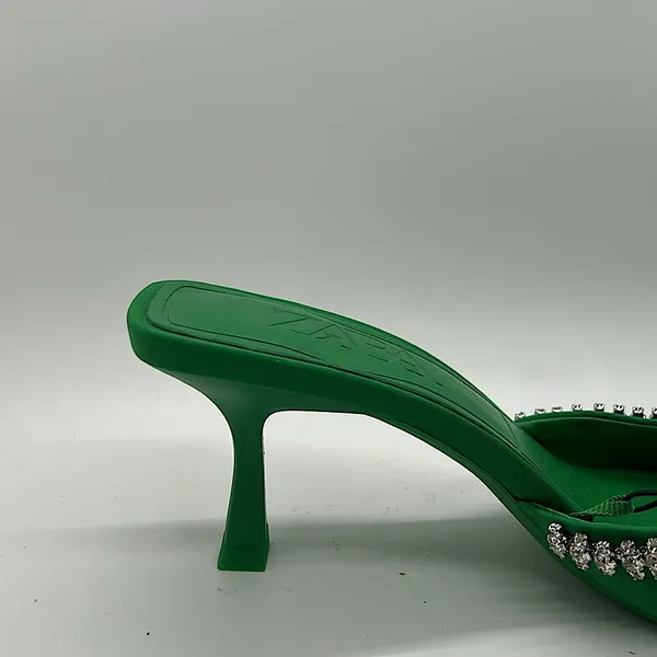 Zara NWT Emerald Green Rhinestones Heels Sandals Shoes **Size 36/US 6**💚💚 - Image 6