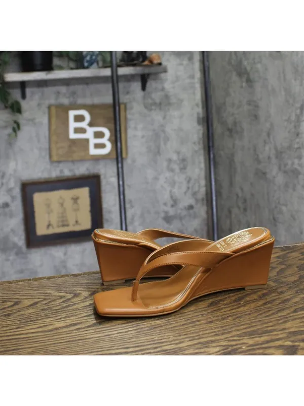 NWT Vince Camuto Cianna Thong Wedge Sandals VC-CIANNA Golden Walnut Brown 7M - Image 10