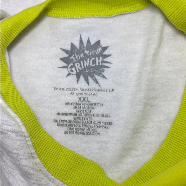 Dr. Seuss Grinch Christmas Sweatshirt Green and Gray‎ Size XXL - Image 11