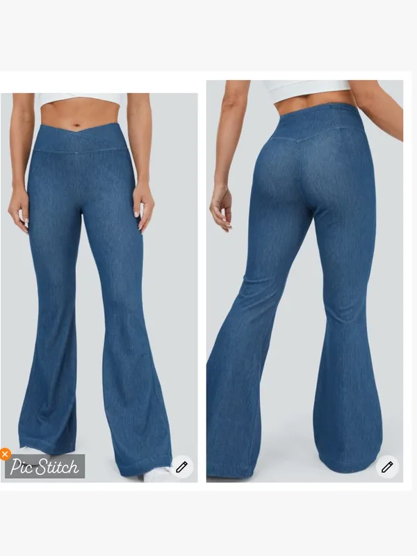 Halara High Waisted Crossover Casual Flare Jeans - Image 2